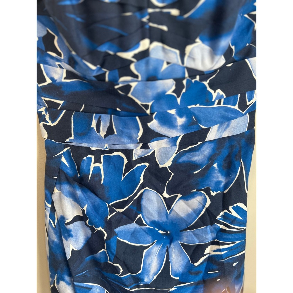 Michael Kors Collection Silk Strapless Floral Midi Dress Blue Designer Luxury - Picture 6 of 11